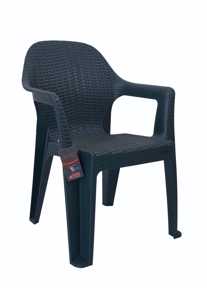 IRIS GF-900A Polo antracit műanyag rattan karfás kerti szék (Használt - A)