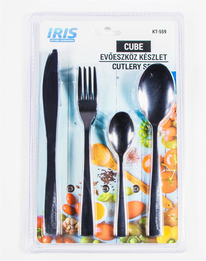 IRIS KT-559 Cube 16 db-os ezüst evőeszköz készlet