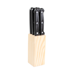 IRIS KT-602 7 részes steak-kés készlet tartóval (6 db kés + fa tároló blokk)