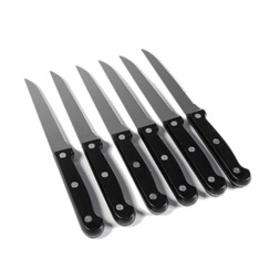 IRIS KT-602 7 részes steak-kés készlet tartóval (6 db kés + fa tároló blokk)