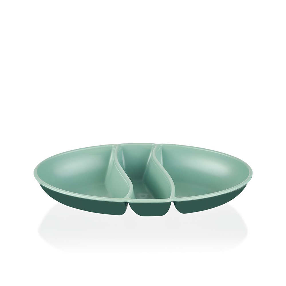 IRIS L-00517 dupla színű snack tál,  zöld, szürke, beige