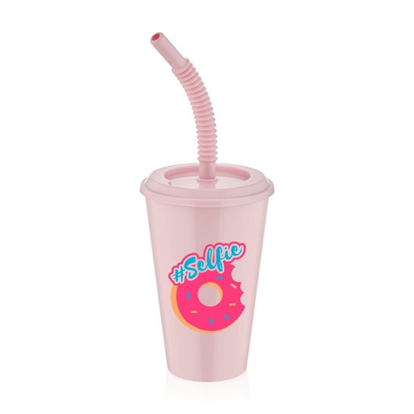 IRIS L-00750 Lemonade pohár szívószállal 450ml