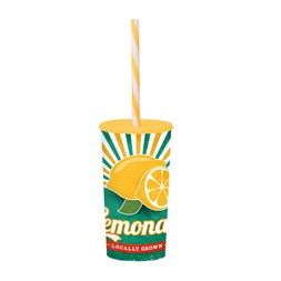 IRIS Lemonade mintás pohár szívószállal 470ml 161922-027P