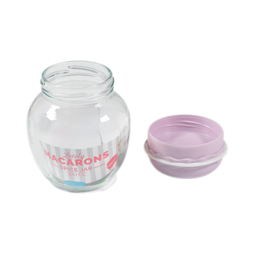 IRIS Macaron üveg fűszertartó 370ml, zöld, fukszia, narancs vagy citromsárga színű HN-1215