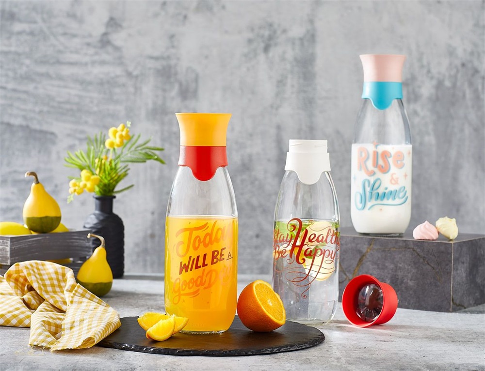 IRIS Rio üveg palack 1.000ml, piros, rózsaszín vagy narancs színű HN-1740