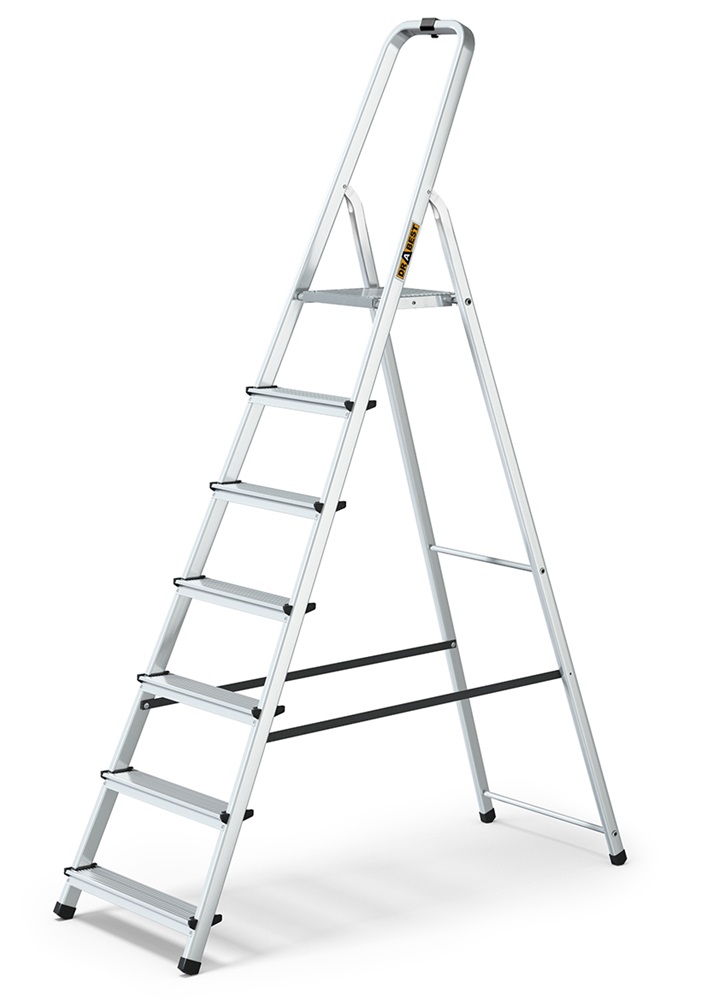 IRIS TOOLS HL-700-7S 7 (6+1) lépcsős alumínium létra, összecsukható, 125 kg teherbírás