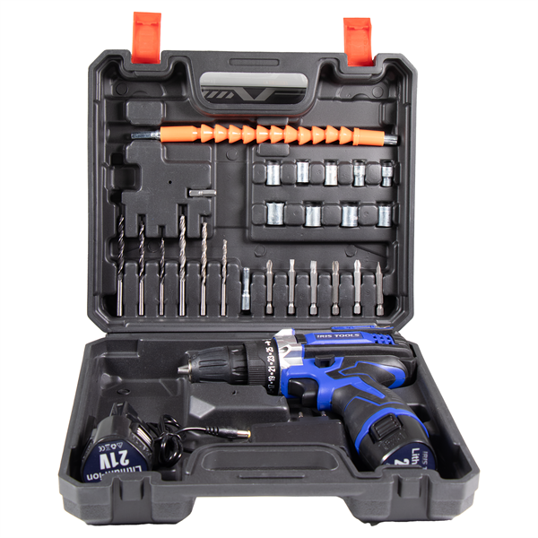 IRIS TOOLS ITDM-100 Akkus fúró és csavarbehajtó szett (táska + fúró + 2 akku + töltő), 21 V