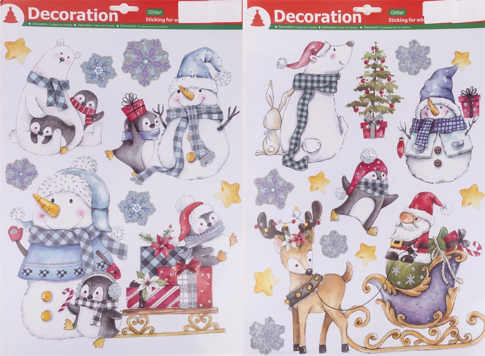 IRIS ablak matrica, karácsonyi, kék és fehér, 42 x 29cm