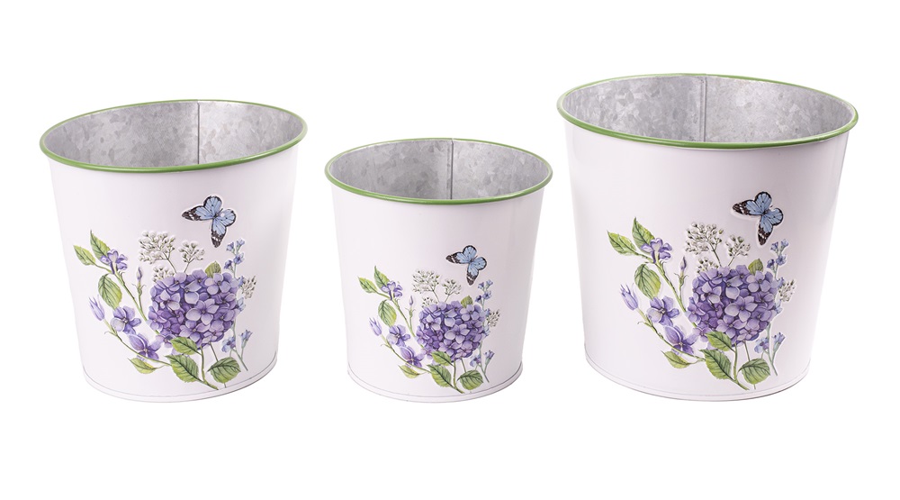 IRIS bádog kaspó x3 db hortenzia 115-15cm