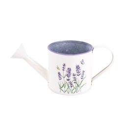 IRIS bádog öntöző kanna, levendula mintás, fehér 27 x 12 cm