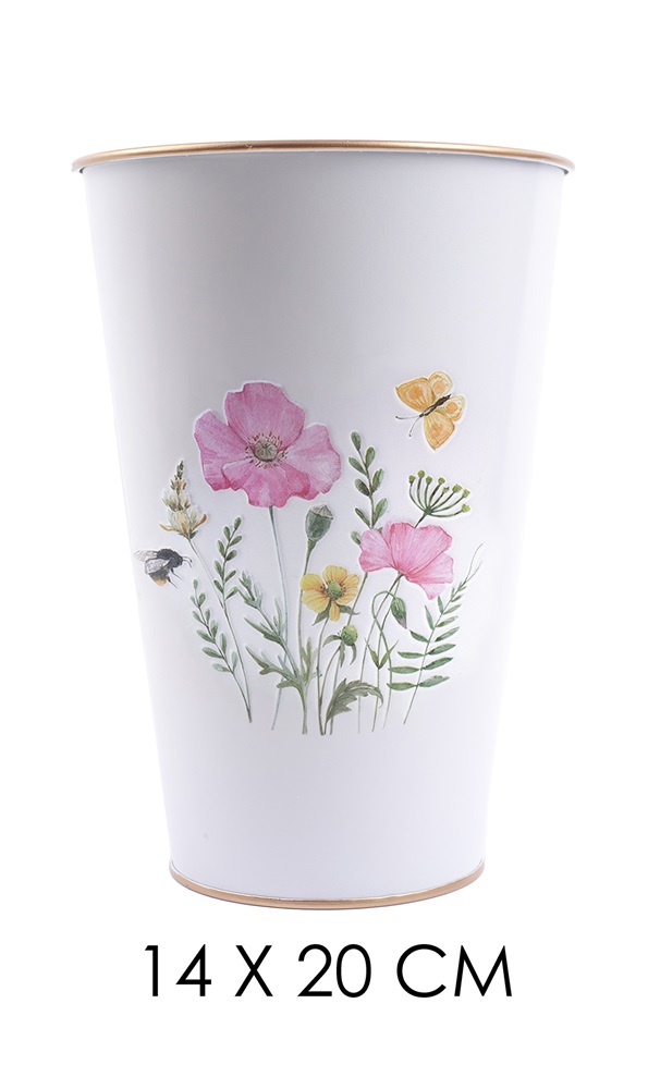 IRIS bádog váza pipacs rózsa 14x20cm