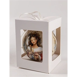 IRIS dekor karácsonyi gömb díszdobozban, 6 leddel, tündérek