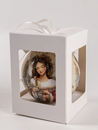 IRIS dekor karácsonyi gömb díszdobozban, 6 leddel, tündérek