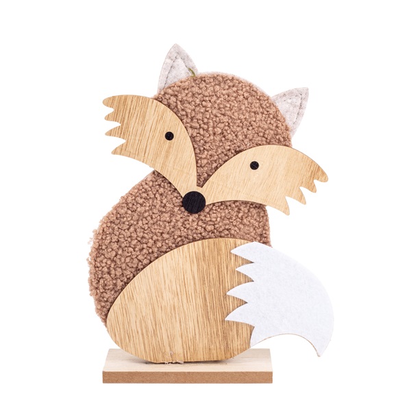 IRIS fa és filc róka, talpon, barna 18 x 5 x 24cm