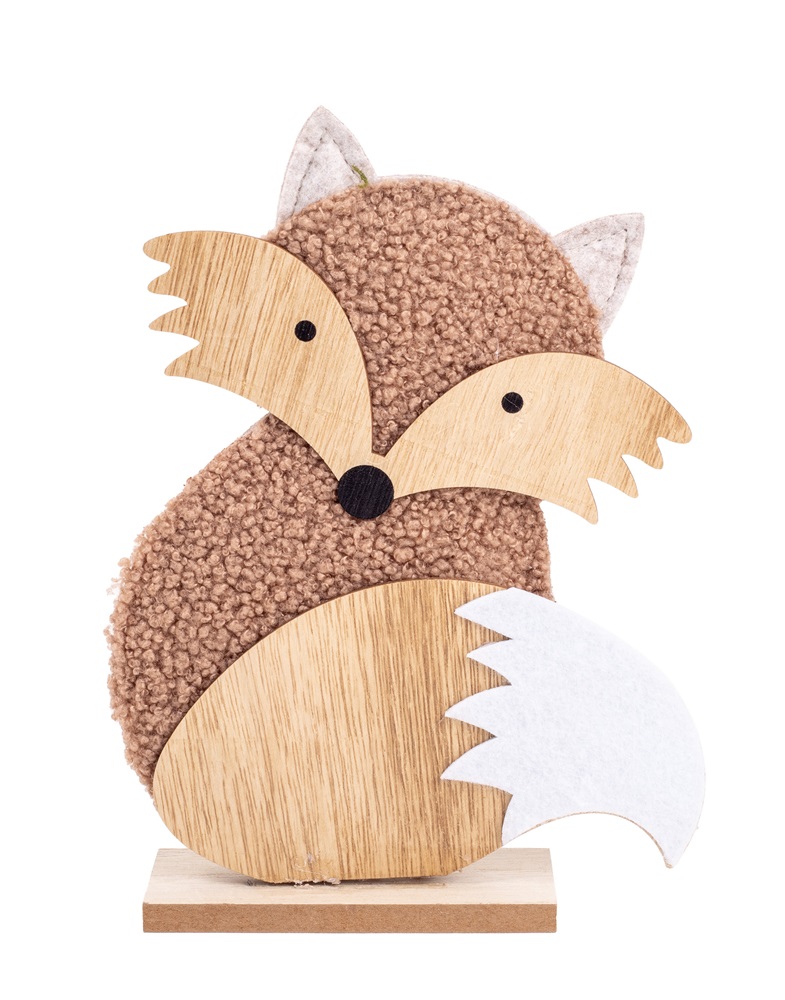 IRIS fa és filc róka, talpon, barna 18 x 5 x 24cm
