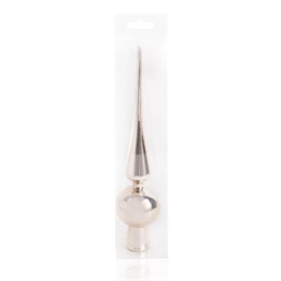 IRIS karácsonyi dísz, csúcsdísz, pvc dobozban,dísz fényes, krém silver 26cm