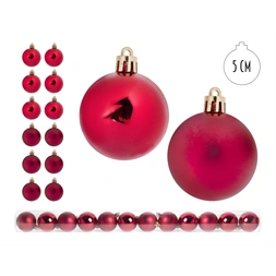 IRIS karácsonyi dísz gömb, szettben, pvc dobozban, 12 darabos, piros 5 cm