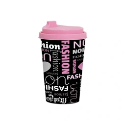 IRIS kávés pohár tetővel 340ml vegyes minta 161912-100