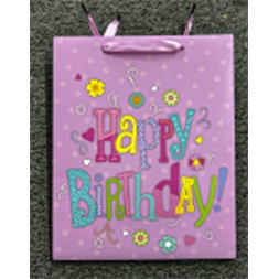 IRIS matt papírtasak Happy Birtday lila 18 x 23cm