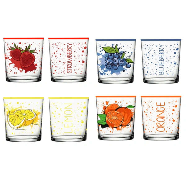 IRIS mintás üveg pohár 345ml, Blueberries, Lemon vagy Orange minta 131700-000