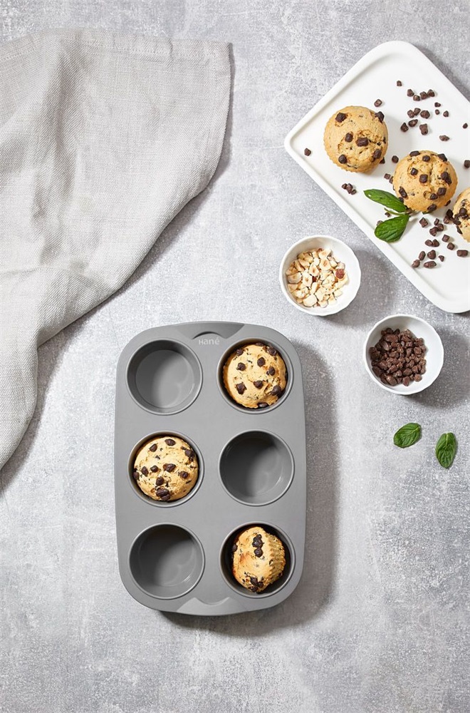 IRIS szilikon muffin sütőforma 6 darabhoz, szürke, fekete vagy piros színű SL-3208