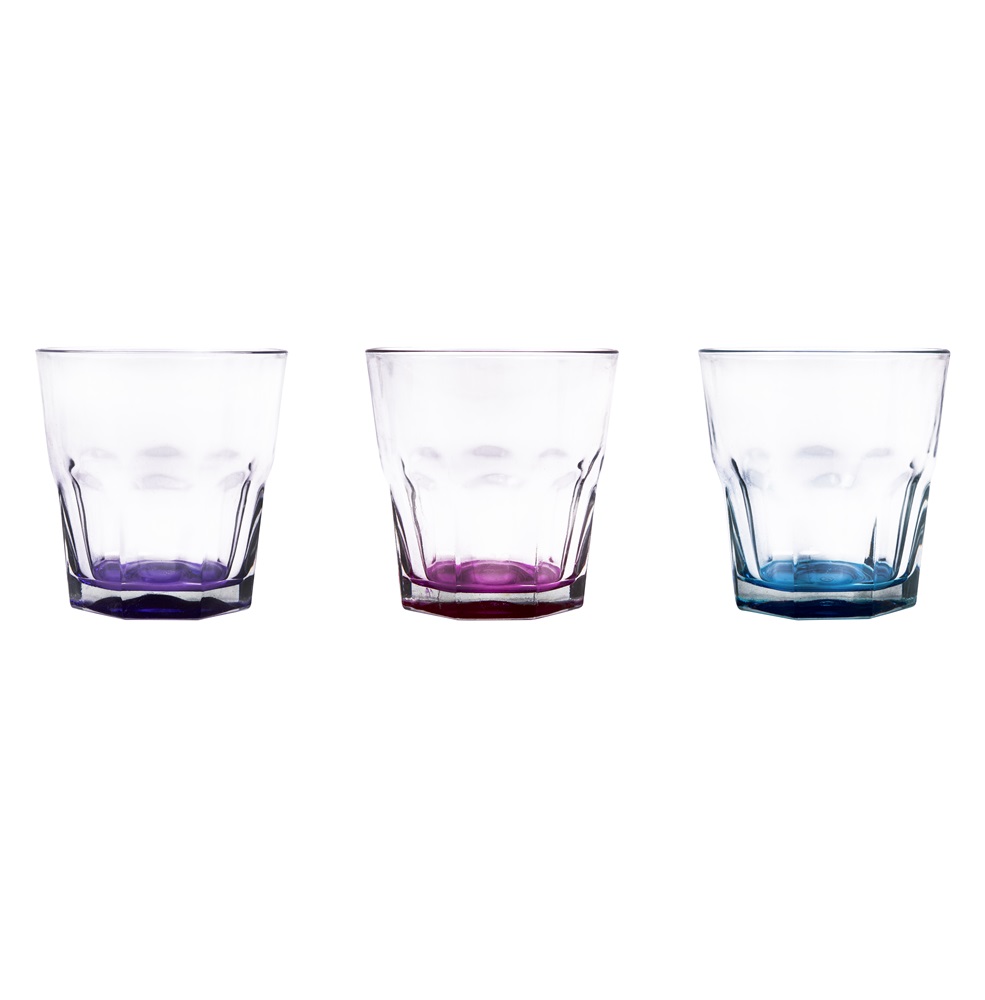 IRIS színes aljú üveg pohár 245ml, lila, rózsaszín vagy kék színben 131607-011