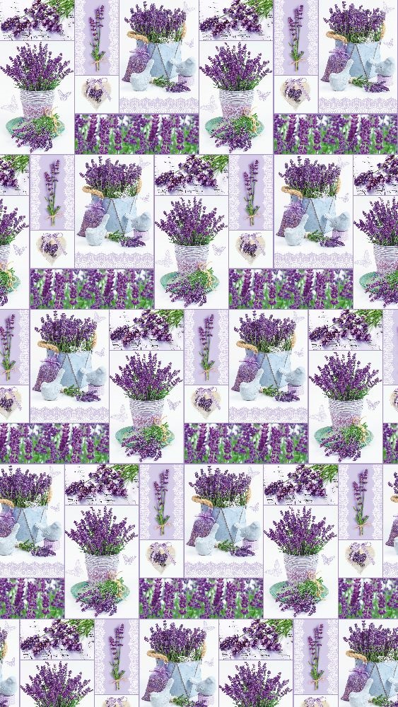 IRIS tekercses csomagoló papír, levendula, különböző mintákkal, 200x70cm, 60g/m2