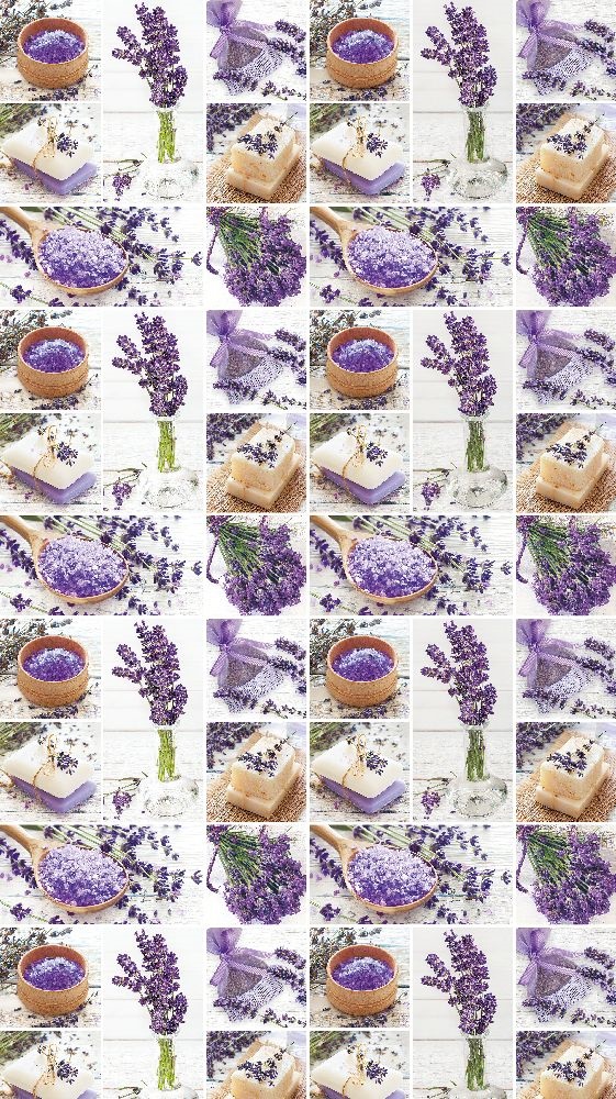 IRIS tekercses csomagoló papír, levendula, különböző mintákkal, 200x70cm, 60g/m2