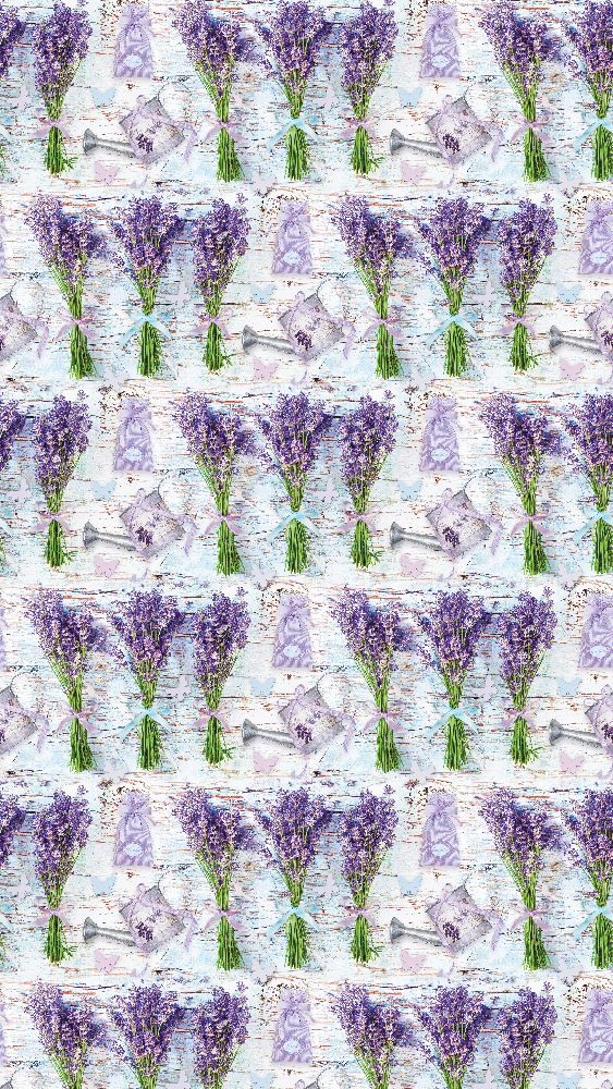 IRIS tekercses csomagoló papír, levendula, különböző mintákkal, 200x70cm, 60g/m2