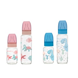 IRIS teknős vagy dinoszaurusz mintás cumisüveg szett 6-12 hónapos babáknak, 2 cseppes, 2 darabos, 125ml+250ml 111829-100