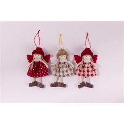 IRIS textil akasztós angyal, kötött sapkában 3db, 13 cm