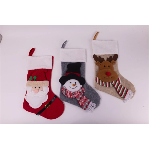 IRIS textil akasztós zokni, karácsonyi figurás, télapó, hóember, rénszarvas, 3 féle 42 x 26cm
