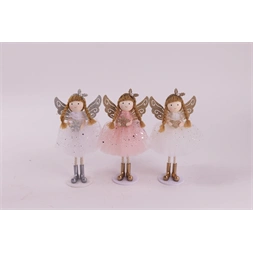 IRIS textil angyal álló, flitteres ruhában, 17 cm