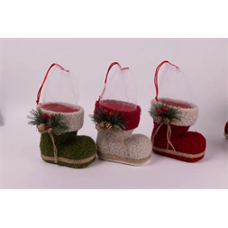 IRIS textil és műanyag csizma, ilex ággal, bolyhos, 3 féle 14cm