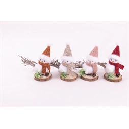 IRIS textil madár fa talpon, sapkában, rőzsefarokkal, 11 cm