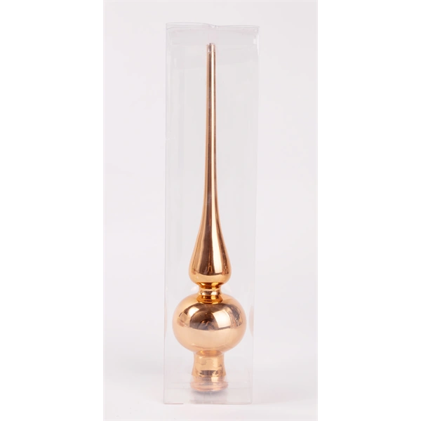 IRIS üveg karácsonyi csúcsdísz pvc dobozban, fényes bronz 25,3 cm