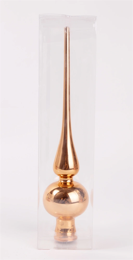 IRIS üveg karácsonyi csúcsdísz pvc dobozban, fényes bronz 25,3 cm