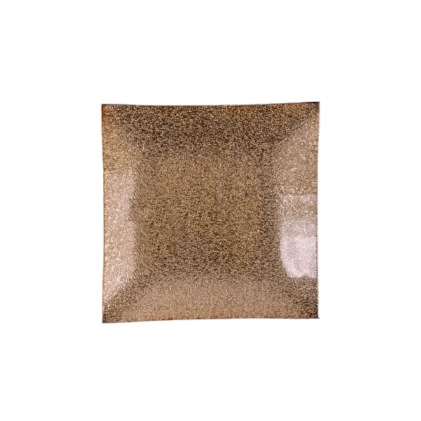 IRIS üvegtál, négyzet alakú, arany 19,5 cm