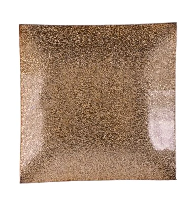 IRIS üvegtál, négyzet alakú, arany 19,5 cm