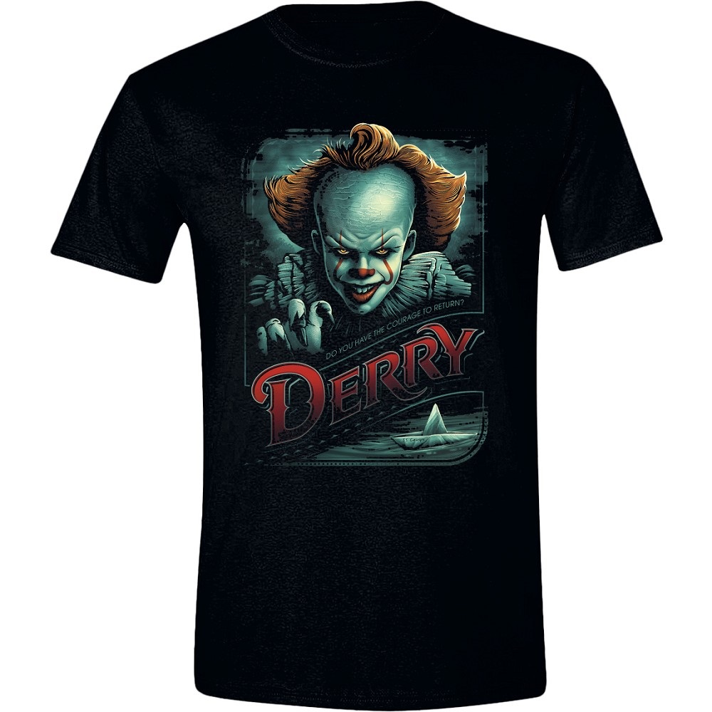 IT (Az) - Derry Propaganda Poster mintás fekete póló, S méret