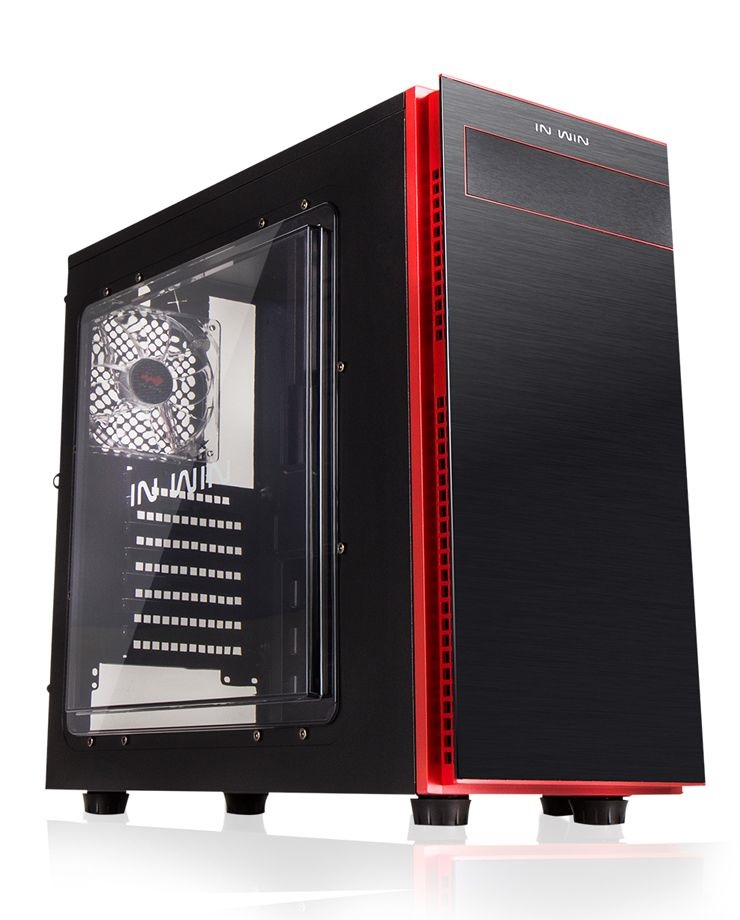 In Win 703 ATX fekete/piros ablakos használt számítógépház (Használt - B)