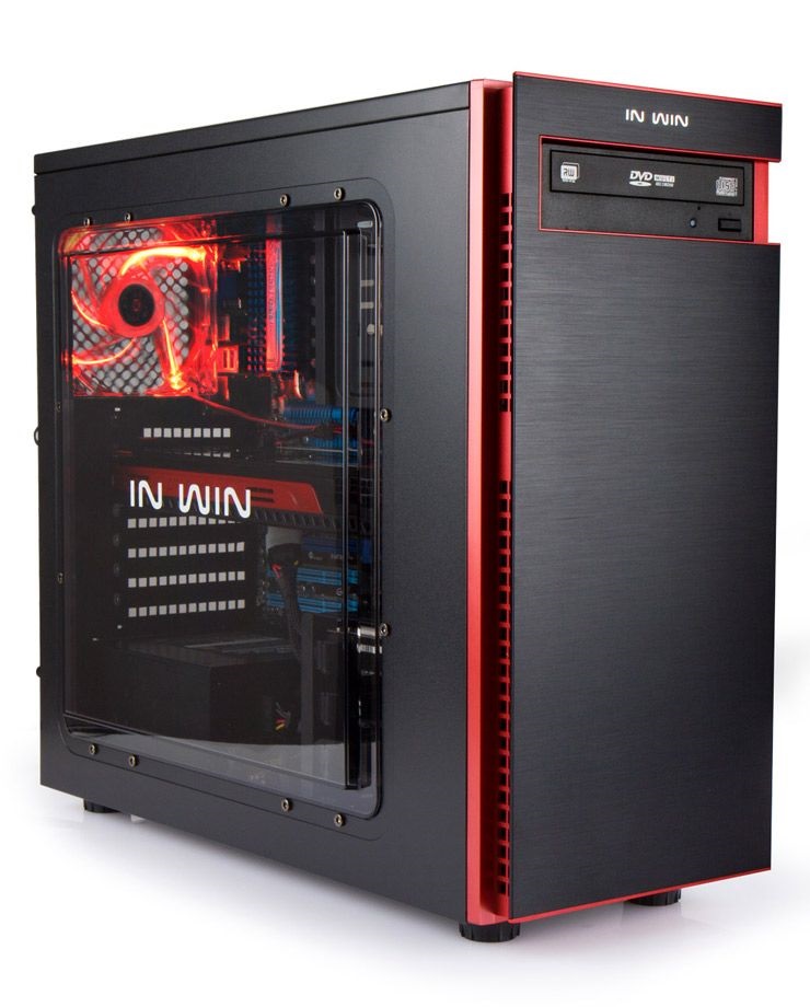 In Win 703 ATX fekete/piros ablakos használt számítógépház (Használt - B)