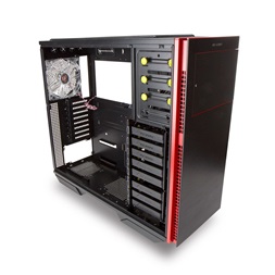 In Win 707 E-ATX fekete/piros ablakos használt számítógépház (Újracsomagolt)