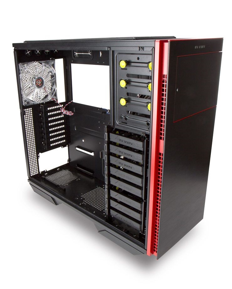 In Win 707 E-ATX fekete/piros ablakos használt számítógépház (Újracsomagolt)