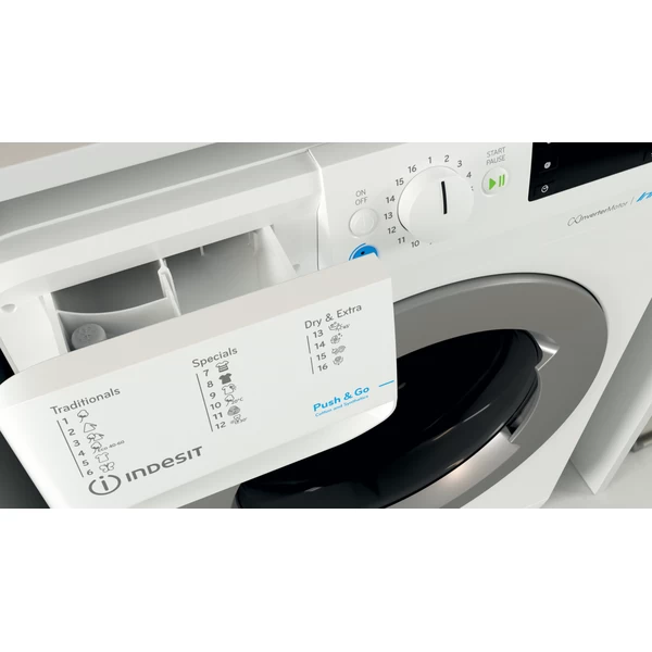 Indesit BDE 961483X WS EU N fehér, elöltöltős, max.1400ford., 9 kg/6 kg, mosó-szárítógép