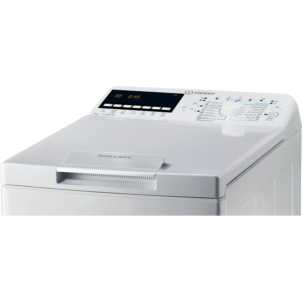 Indesit BTW B7220P EU/N fehér, felültöltős, max.1150ford., 7 kg, mosógép (Újszerű)