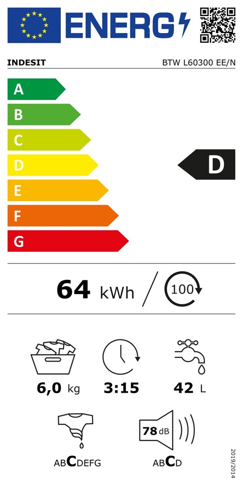 Indesit BTW L60300 EE/N fehér, felültöltős, max.1000ford., 6 kg, mosógép