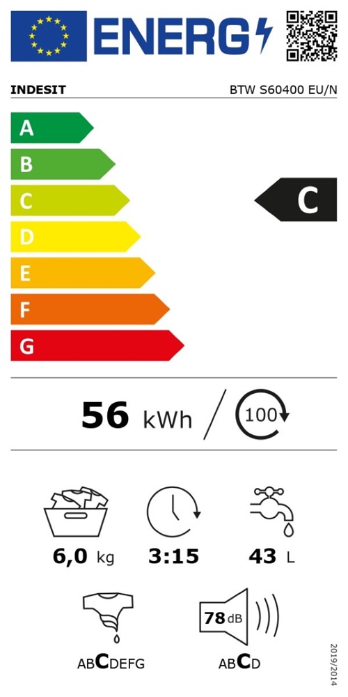 Indesit BTW S60400 EU/N fehér, felültöltős, max.1000ford., 6 kg, mosógép (Újszerű)