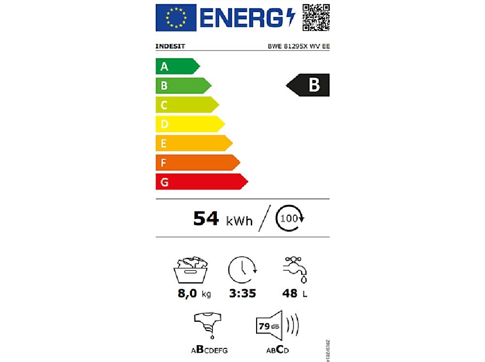 Indesit BWE 81295X WV EE fehér, elöltöltős, max.1200ford., 8 kg, mosógép