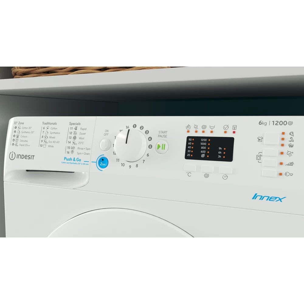 Indesit BWSA 61251 W EU N fehér, elöltöltős, keskeny, max.1200ford., 6 kg, mosógép